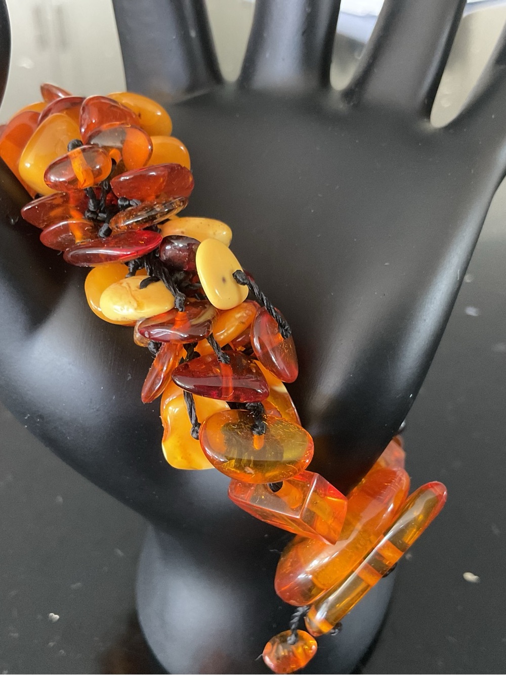 Handcrafted Amber-Color Bead Cluster Bracelet - Women Jewelry